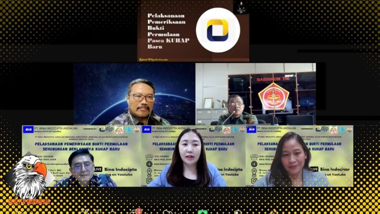 PT. Bina Indocipta Andalan Menyelenggarakan Webinar dengan Tema, Pelaksanaan Pemeriksaan Bukti Permulaan Sehubungan Berlakunya KUHAP Baru